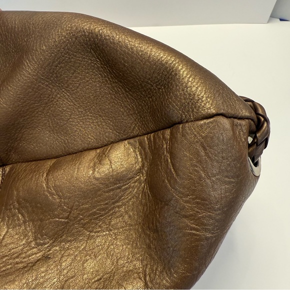 Etienne Aigner Bronze Pebbled Leather Slouchy Hobo Bag Braided Strap - Picture 12 of 16